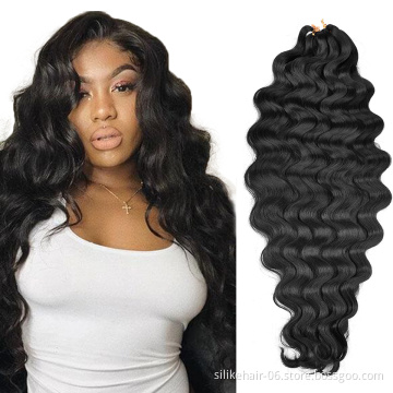 Wholesale Pre Feathered Hybrid Long Ombre Brown Black Water Wave Braids Synthetic Hair Extensions Body Wave Crochet Braiding